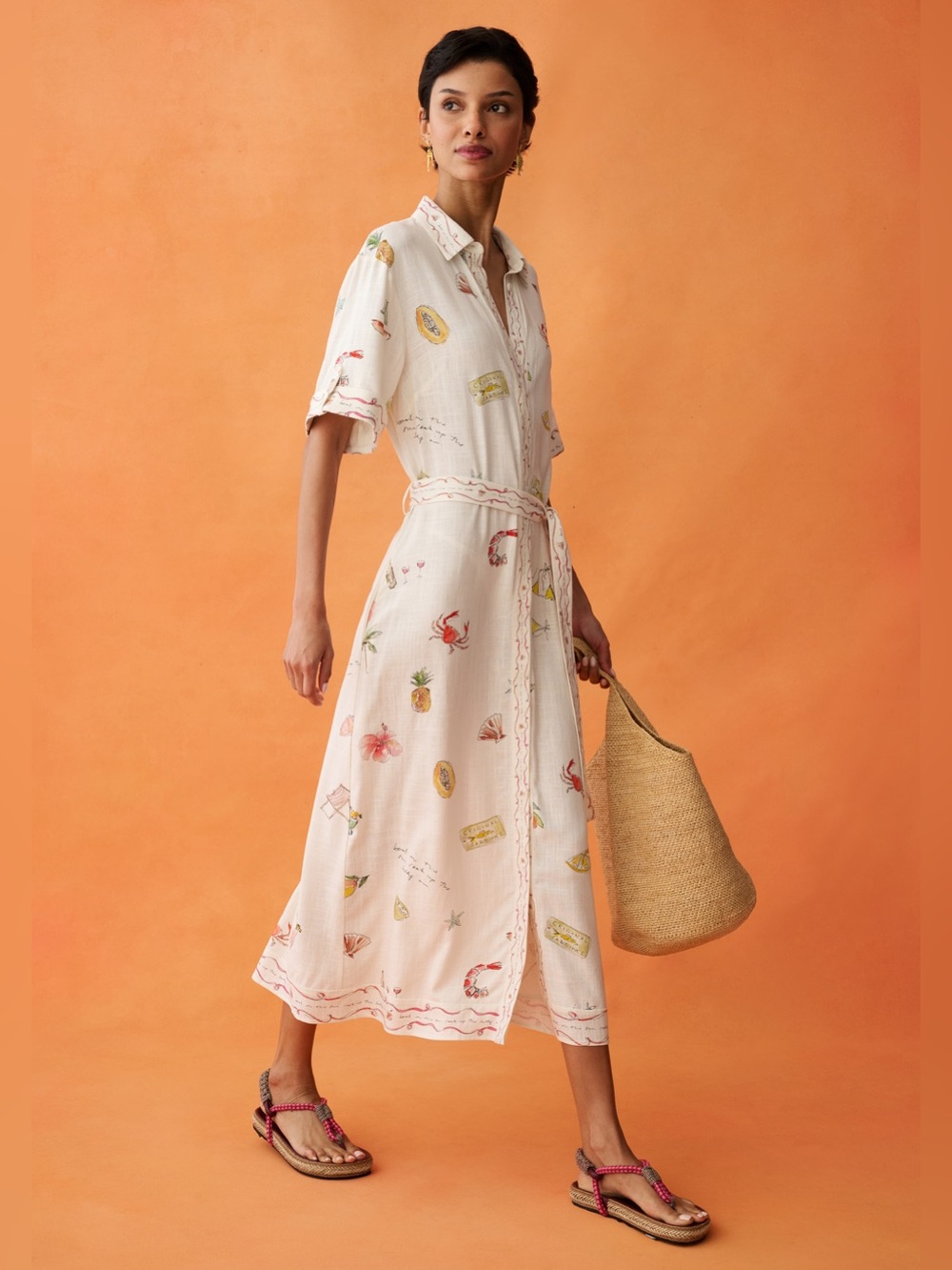 NWT Anaya Arlo Dress size Small S linen Bondi Beach Few Moda button down belt - Picture 5 of 7